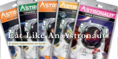 astronaut freeze dried food packs with text