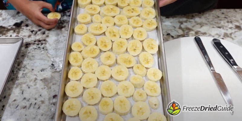slices of bananas on a tray