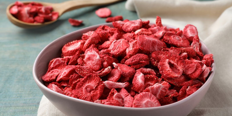 freeze dried strawberries in a bowl