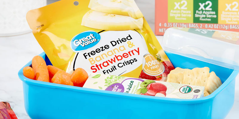 great value freeze dried banana and strawberry pack in a blue box