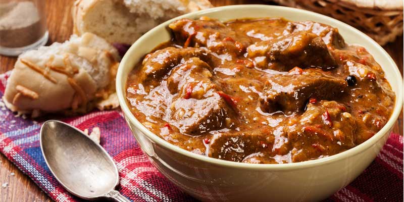bowl of hearty beef stew with huge chunks of meat