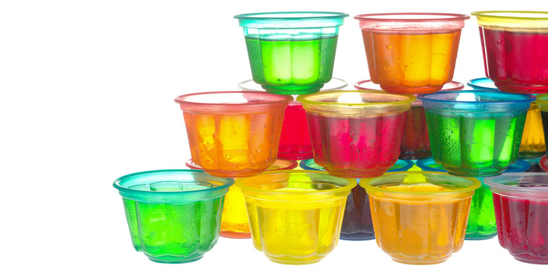 mini cups of jello stacked 