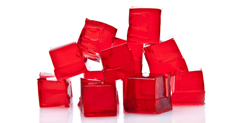 red cubes of Jello