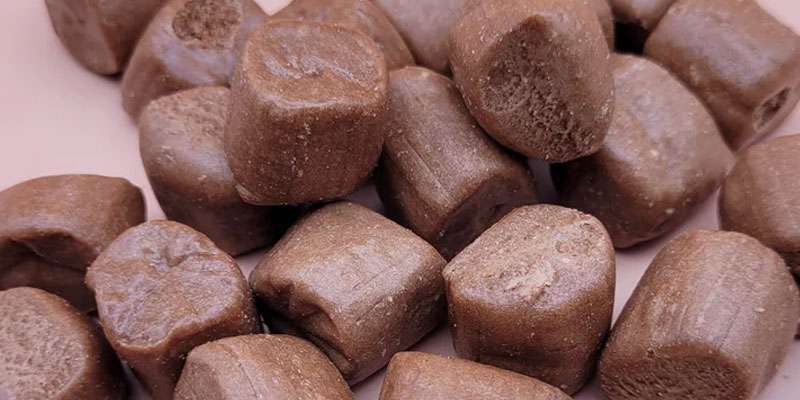 freeze dried tootsie rolls close up
