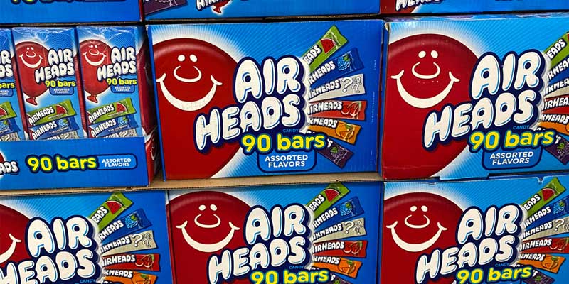 multiple boxes of airheads stacked