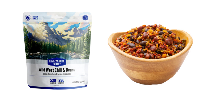 backpacker's pantry freeze dried wild west chili & beans pack and bowl