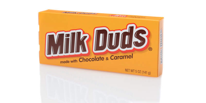 milk duds box isolated with shadow