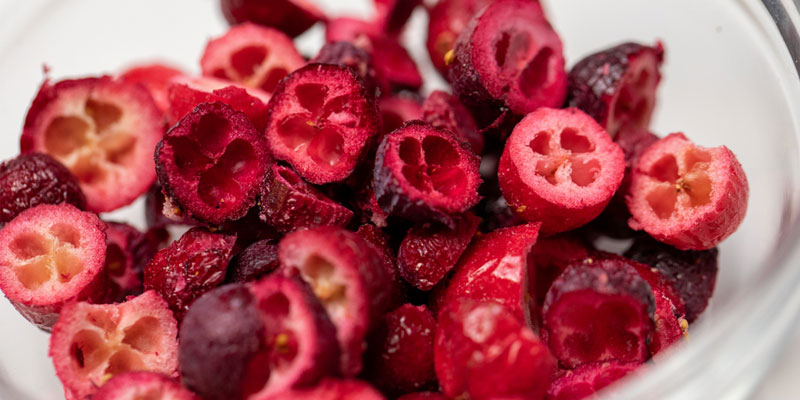 freeze dried cranberries close up shot